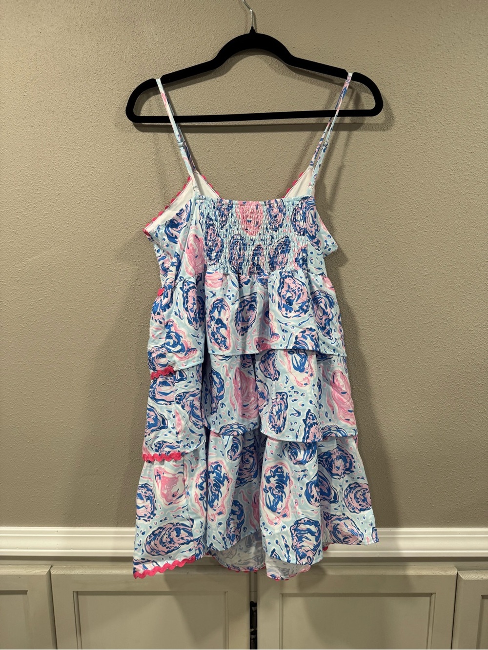 NWT Floral Tiered Summer Dress with Pink Trim - Picture 5 of 5